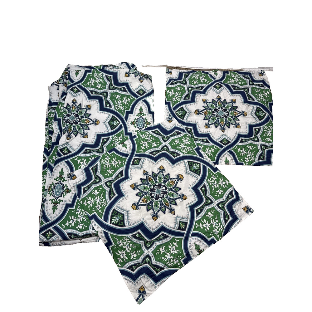 Pottery Barn Ashton Mosaic Tile Medallion Full/Queen Size Duvet Cover Set 2 Sham